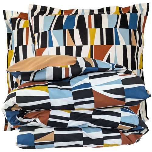 Parure De Lit 240x220 Cm 65x65 Cm Pur Coton Pietro Multicolore 3 Pièces