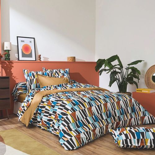 Parure De Lit 240x220 Cm 65x65 Cm Pur Coton Pietro Multicolore 3 Pièces