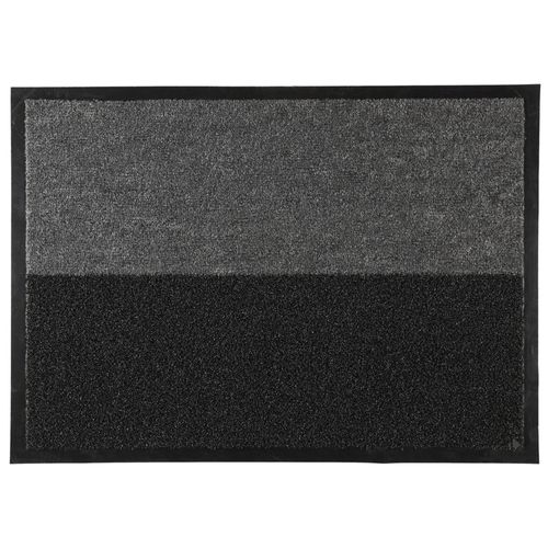 Paillasson 50x70 Cm Collection Nox 2en1 Antidérapant Et Brossant Noir Et Gris