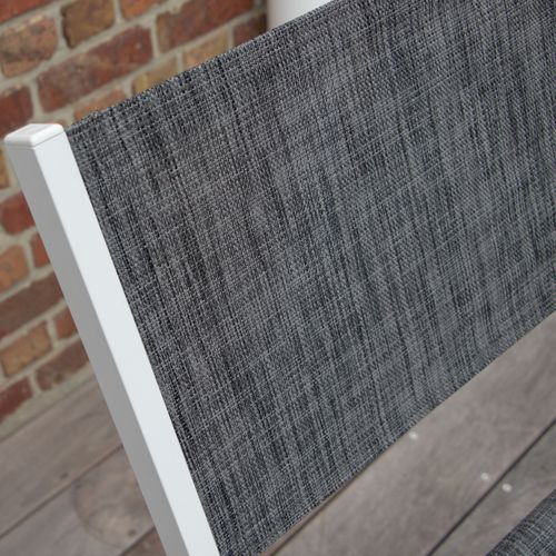 Chaises Pliantes Modulo Structure Aluminium Blanche, Assise En Textilène Coloris Gris Chiné