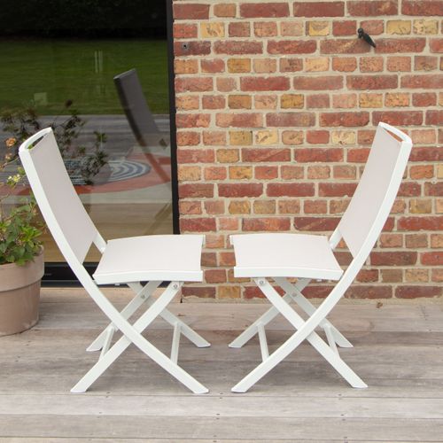 GOVITA Chaise De Table Pliante 2 Pièces - Structure Aluminium Réglable Textilène - Mobilier Jardin Terrasse Balcon