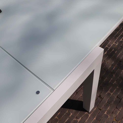 Ensemble Whitestar 8/12p En Aluminium Blanc Et Verre Blanc Avec 8 Fauteuils En Textilène