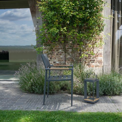 Fauteuil En Teck Massif, Aluminium Et Textilène Renforcé Anthracite Piana