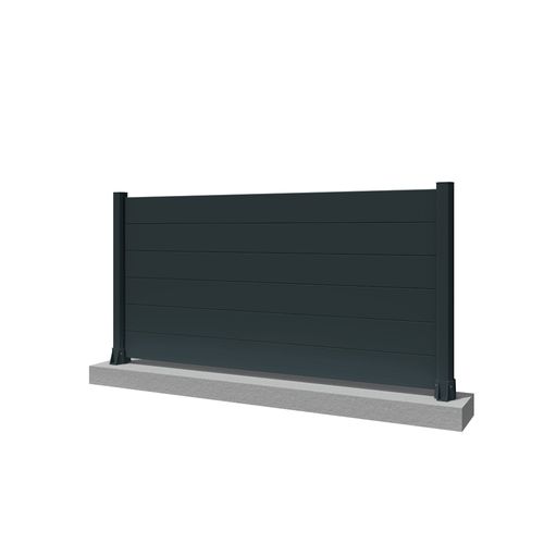 Clôture Panneau Plein Gris Anthracite L 1911 X H 515 Mm 3 Lames