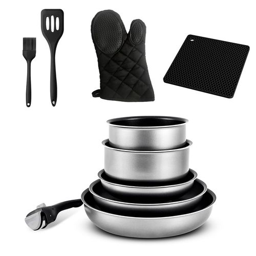 Batterie De Cuisine 10 Pièces Aluminium Anti Adhésif TFI Titane10