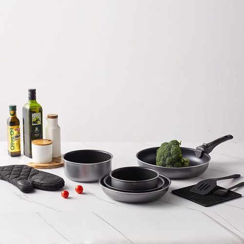 Batterie De Cuisine 10 Pièces Aluminium Anti Adhésif TFI Titane10