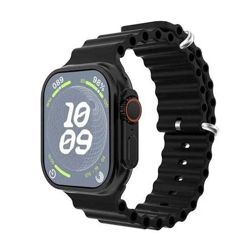 Montre Connectée Cadran Noir 2 Bracelets Silicone Noir Et Orange Inwatch I Black Iconic