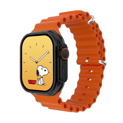 Montre Connectée Cadran Noir 2 Bracelets Silicone Noir Et Orange Inwatch I Black Iconic