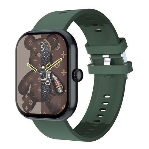 Montre Connectée Cadran Noir 2 Bracelets Silicone Noir Et Kaki Inwatch Ii Black Iconic