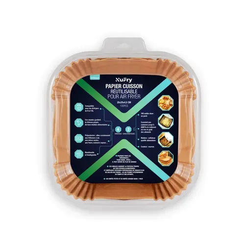 Papier cuisson pour Air Fryer NUFRY PAPERSQUARE x100 vue de face