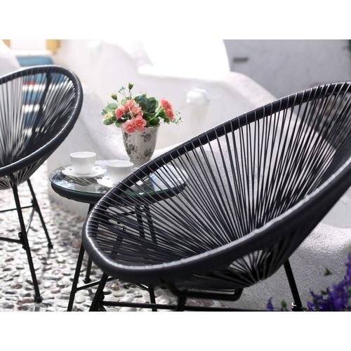 Acapulco - Ensemble De 2 Fauteuils Et Table Basse Gris