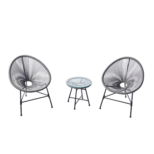 Acapulco - Ensemble De 2 Fauteuils Et Table Basse Gris