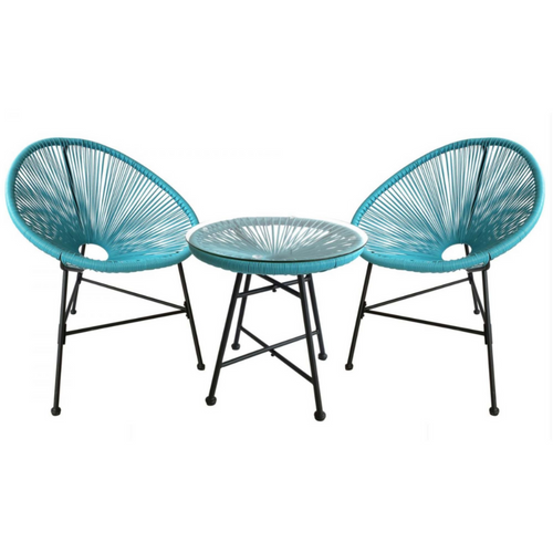 Acapulco - Ensemble De 2 Fauteuils Et Table Basse Bleu