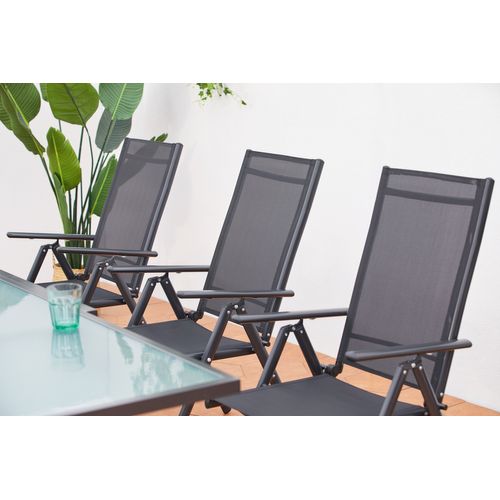 Brescia - Salon De Jardin 8 Places Extensible En Aluminium Gris
