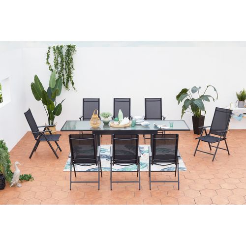 Brescia - Salon De Jardin 8 Places Extensible En Aluminium Gris