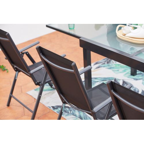 Brescia - Salon De Jardin 8 Places Extensible En Aluminium Gris