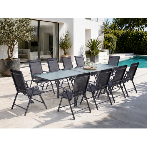 Brescia - Salon De Jardin 10 Places Extensible En Aluminium Gris