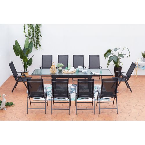 Brescia - Salon De Jardin 10 Places Extensible En Aluminium Gris