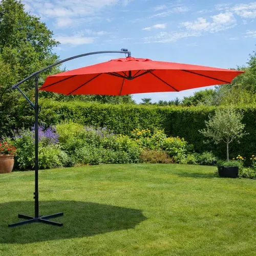 Solenzara - Parasol LED Carré Déporté 3x3x Terracotta En Aluminium