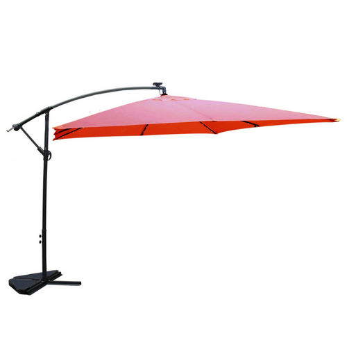 Solenzara - Parasol LED Carré Déporté 3x3x Terracotta En Aluminium