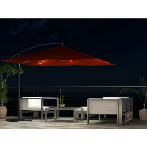 Solenzara - Parasol LED Carré Déporté 3x3x Terracotta En Aluminium