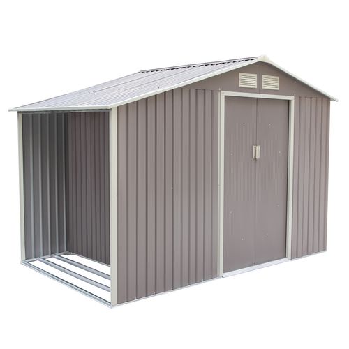 Ventoux 6.53 M² : Abri De Jardin Avec Abri Bûches En Acier  Gris