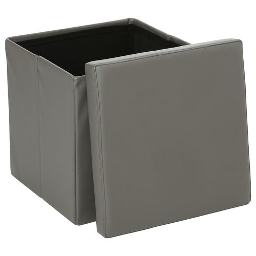 Pouf Carré Pliant - Pvc - Gris