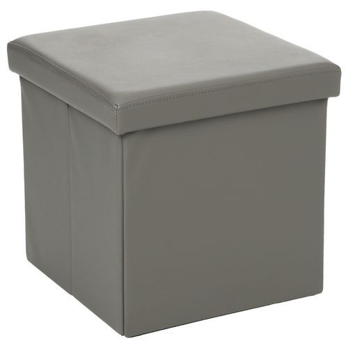 Pouf Carré Pliant - Pvc - Gris
