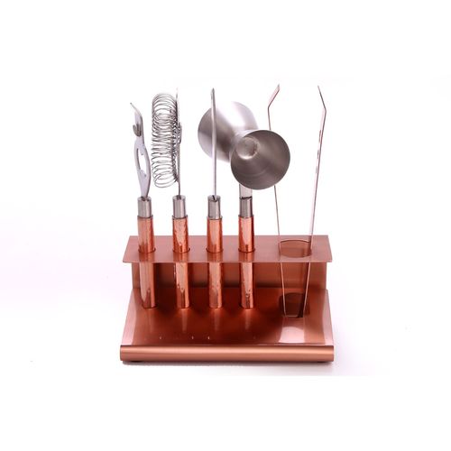 6 Ustensiles à Cocktail En Inox Martelé - Couleur Cuivrée