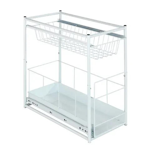Rangement De Tiroir Coulissant Cuisine - 2 Niveaux - Blanc