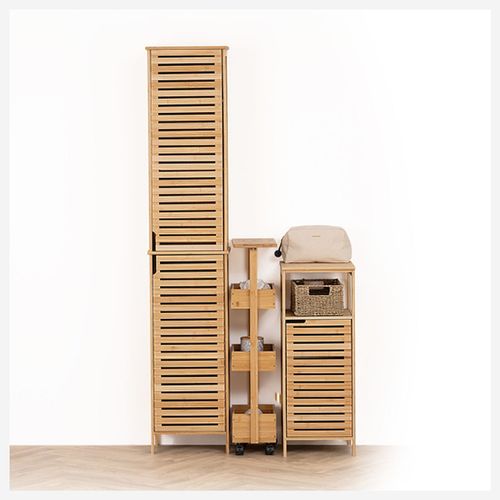 Etagère Salle De Bain Sicela En Bambou - L. 33 X H. 80 Cm - Marron