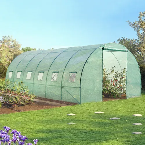 Bâche De Rechange 130 Gr/m² Pour Serre Tunnel 18m² Verte Crimée