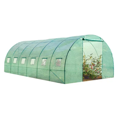 Bâche De Rechange 130 Gr/m² Pour Serre Tunnel 18m² Verte Crimée