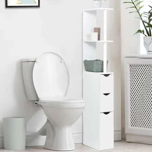 Meuble Wc étagère Willy Bois 3 Portes Blanc