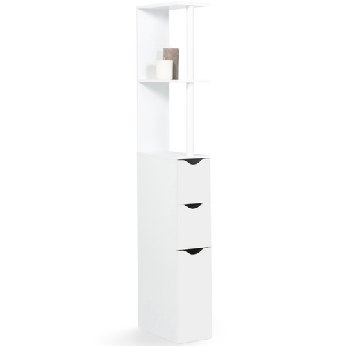 Meuble Wc étagère Willy Bois 3 Portes Blanc