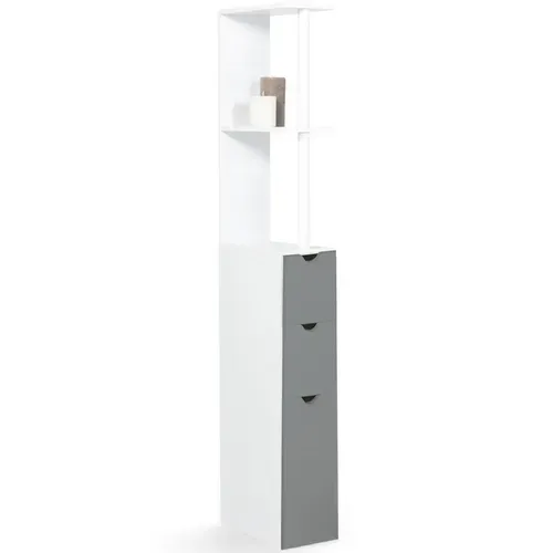 Meuble Wc étagère Willy Bois 3 Portes Blanc Et Gris