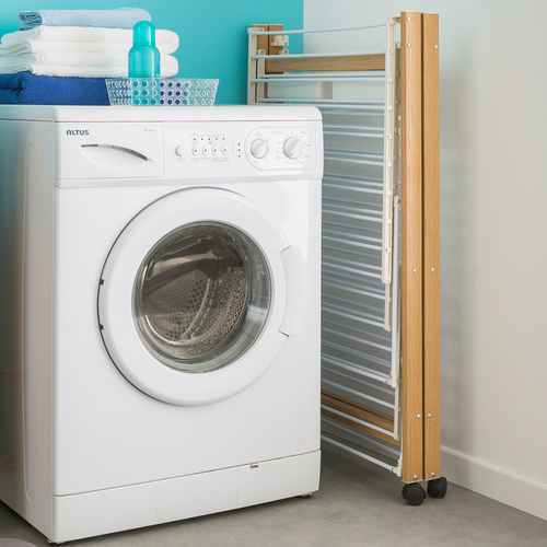 Séchoir à Linge Pliable Deluxe Capacité 27m Blanc Et Effet Bois