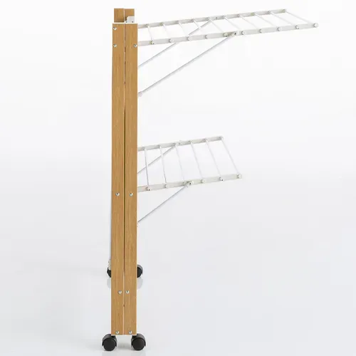 Séchoir à Linge Pliable Deluxe Capacité 27m Blanc Et Effet Bois
