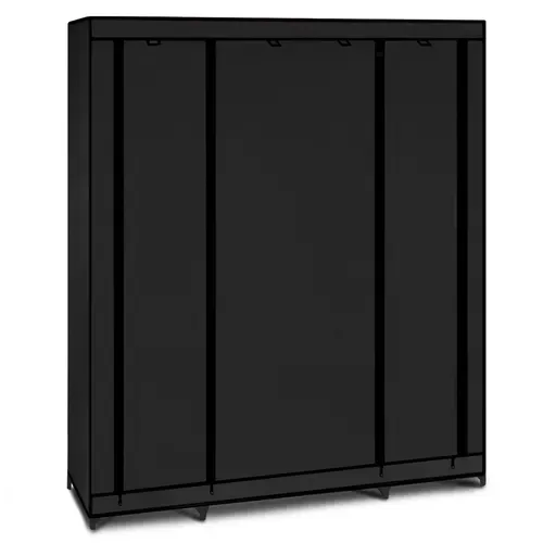 Armoire De Rangement Penderie Pliable Vêtements En Tissu Noir Dressing XXL