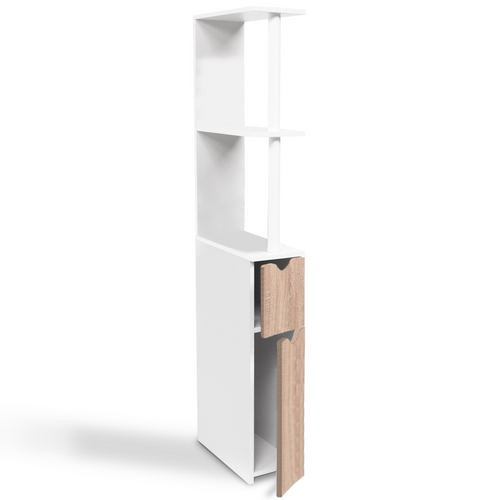 Meuble Wc étagère Willy Bois 2 Portes Blanc Et Hêtre
