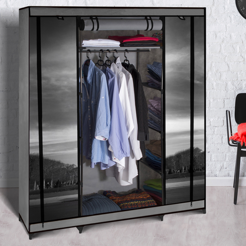 Armoire De Rangement Penderie Pliable Vêtements En Tissu Paris Dressing XXL