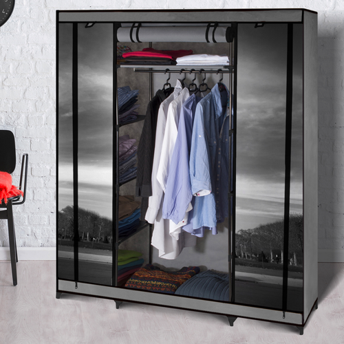 Armoire De Rangement Penderie Pliable Vêtements En Tissu Paris Dressing XXL