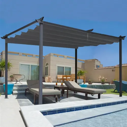 Pergola Toit Rétractable 4 Pieds 3x4 M Tonnelle Gris Anthracite