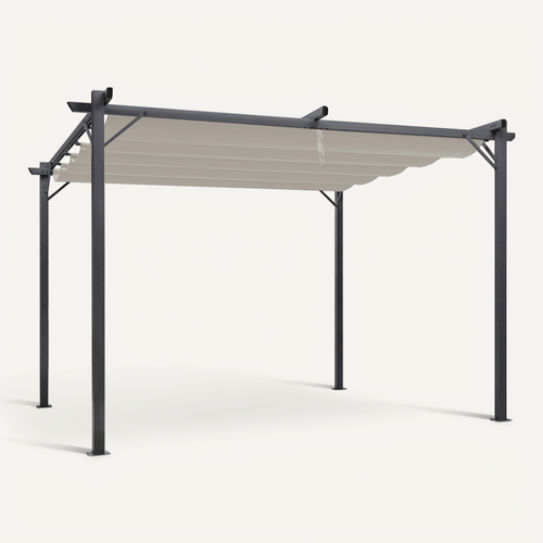 Pergola Toit Rétractable 4 Pieds 3x4 M Tonnelle Taupe