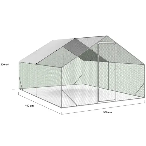 Enclos Poulailler 12 M² Parc Grillagé 4x3 M Acier Galvanisé