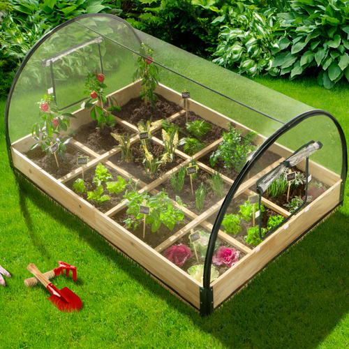 Carré Potager 12 Compartiments + Housse Serre Châssis
