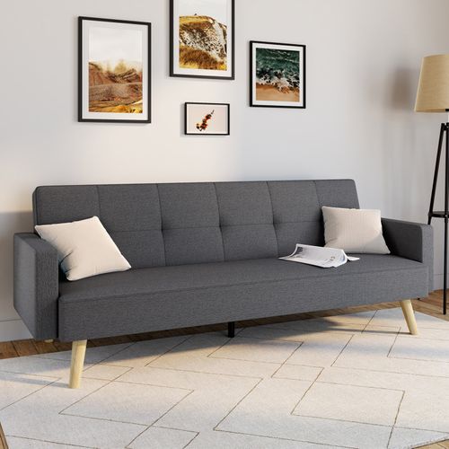 Canapé Droit Scandinave 3 Places Convertible Lars En Tissu Gris