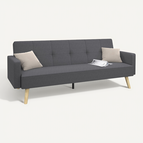 Canapé Droit Scandinave 3 Places Convertible Lars En Tissu Gris
