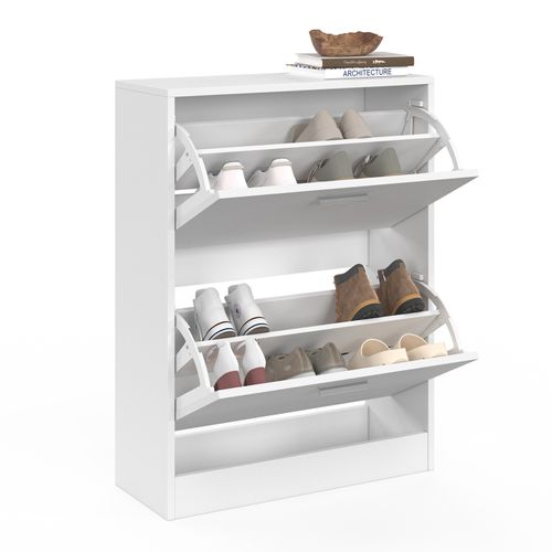 Meuble à Chaussures 12 Paires Klark 2 Portes Blanc