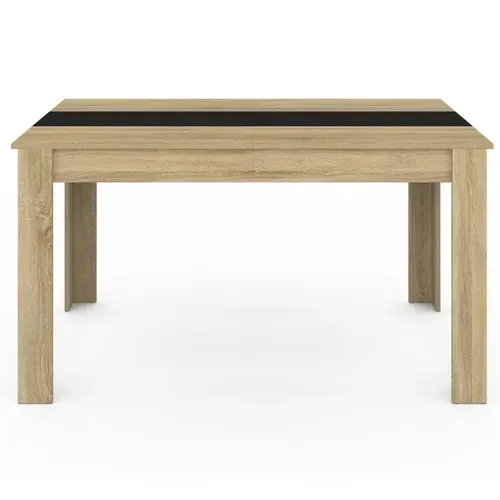 Table à Manger Rectangle Georgia 6 Personnes Imitation Hêtre Et Noire 140 X 80 Cm